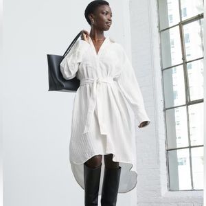 NWT EVERLANE The City Stripe Draped Shirt Dress